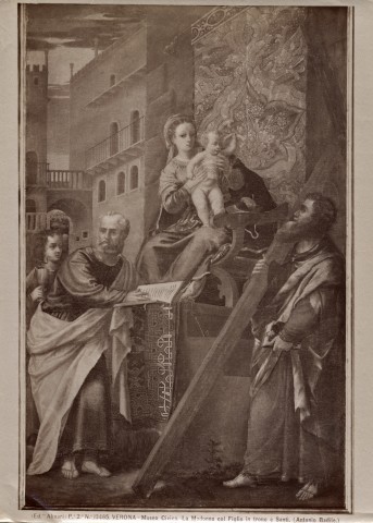 Alinari, Fratelli — Verona - Museo Civico. La Madonna col Figlio in trono e Santi. (Antonio Badile.) — insieme